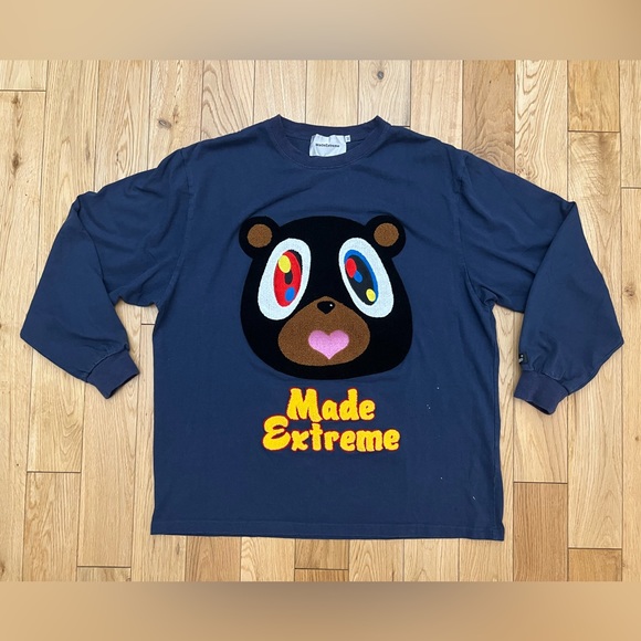 Made Extreme Other - Made Extreme Kanye Dropout Bear Embroidered Blue Long Sleeve Shirt Size MediumMa